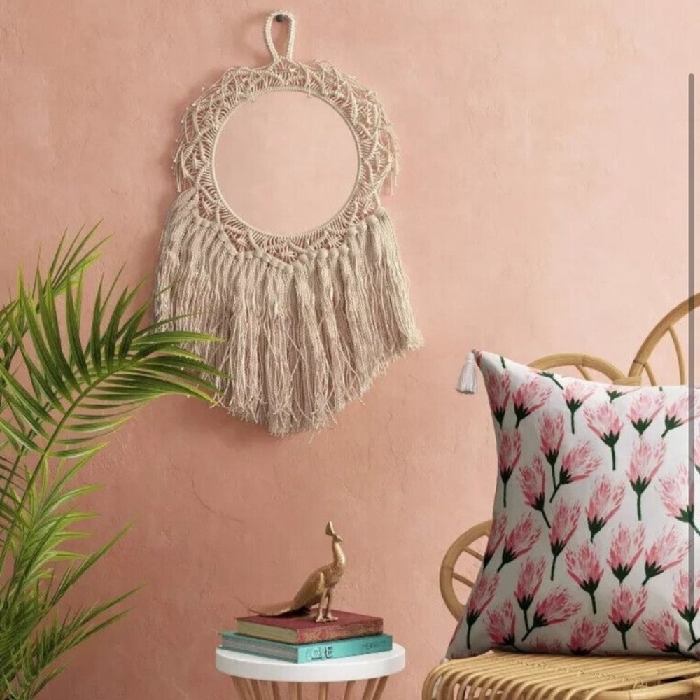 World Market Round Macrame Mirror